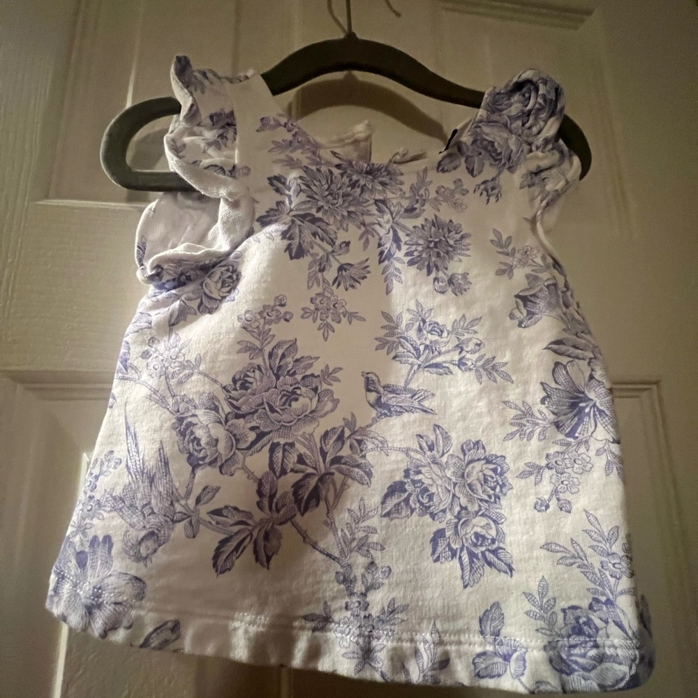 Janie and Jack Blue and White Floral Kids Blouse